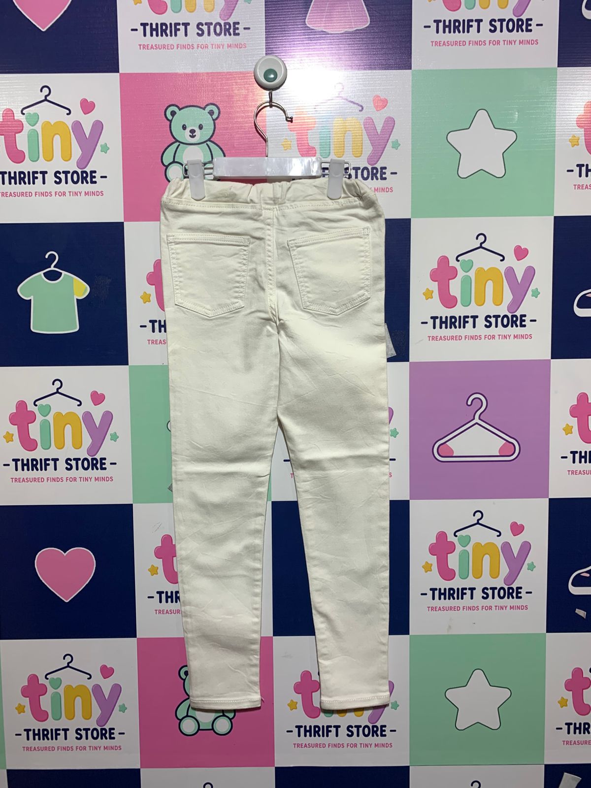 GU Japan Kids Ivory Slim-Fit Stretch Trousers - Size 130 (7-8 Years) AB1