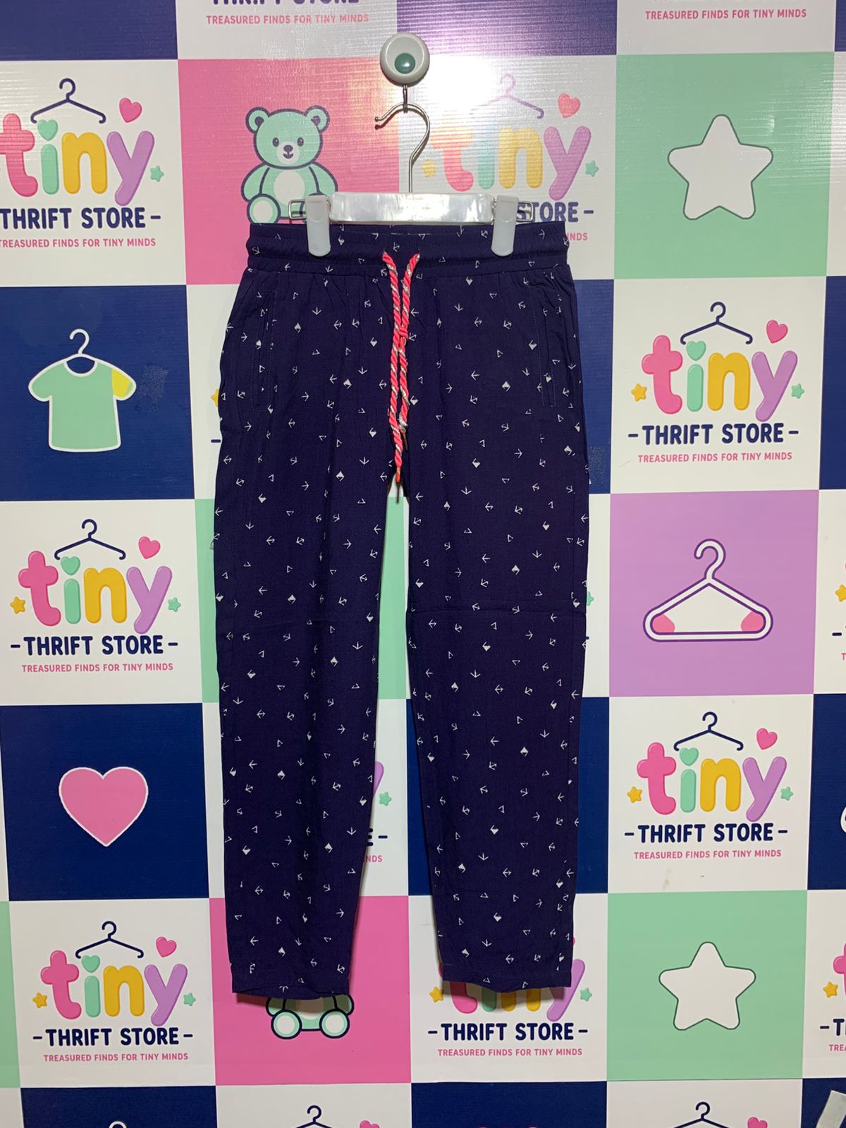 Petrol Industries Girls Navy Blue Nautical Print Jogger Pants - Size 128 (7-8 Years) AB1