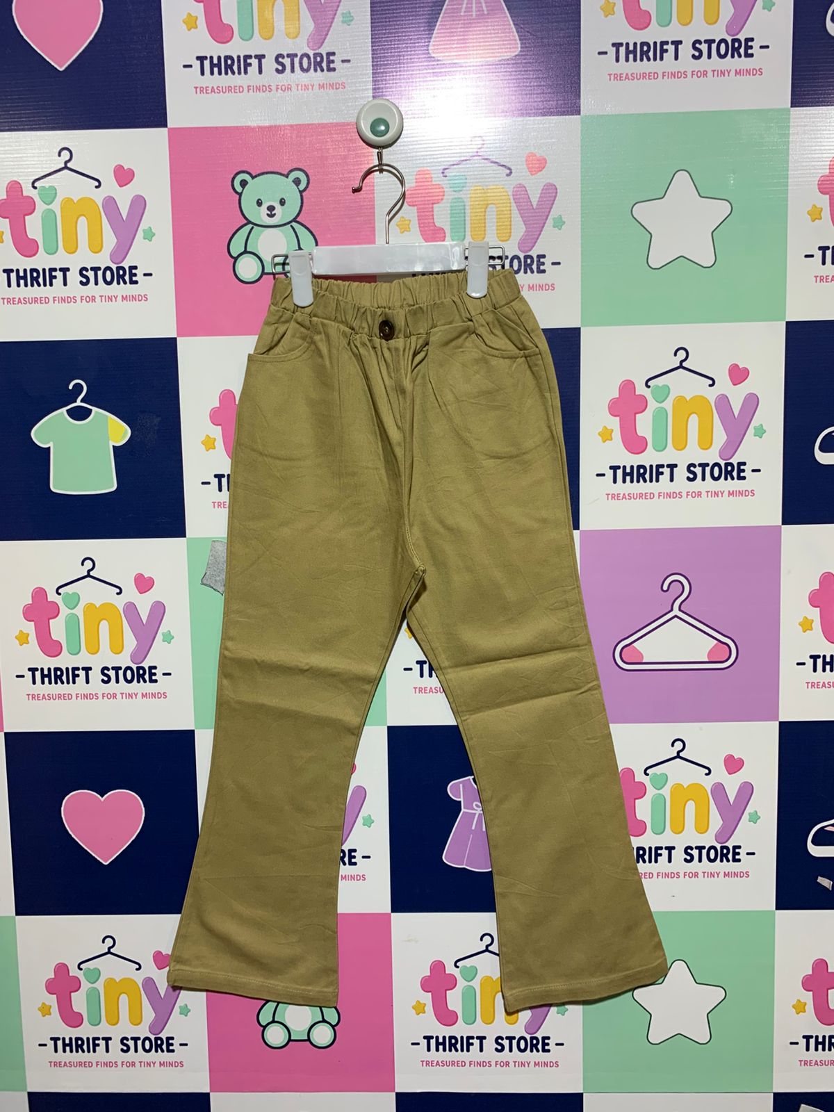 Bee des Bee Kids Khaki Wide-Leg Cotton Trousers - Size 130 AB1