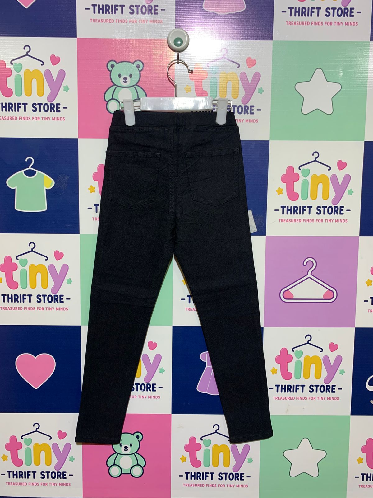 HM Girls Black High-Waist Skinny Jeggings - Size 7-8 Years AB1