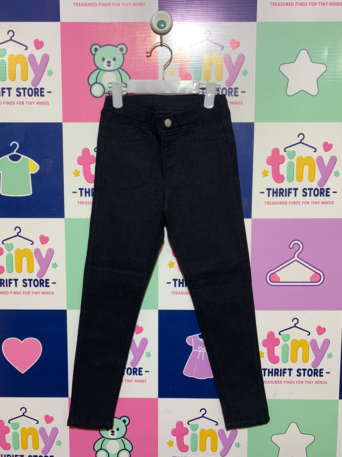 HM Girls Black High-Waist Skinny Jeggings - Size 7-8 Years AB1