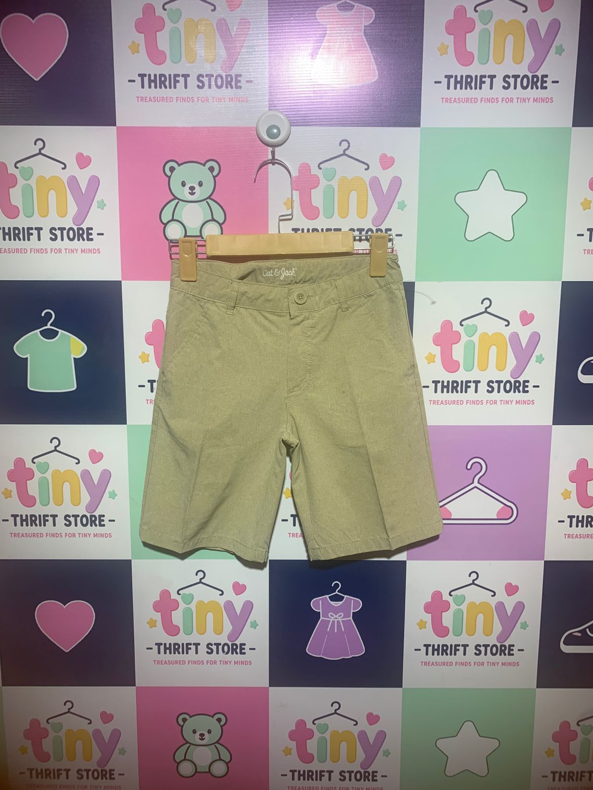 Cat & Jack Boys Khaki "Everyday Active" Performance Chino Shorts - Size Estimated Age 10 Years AB1