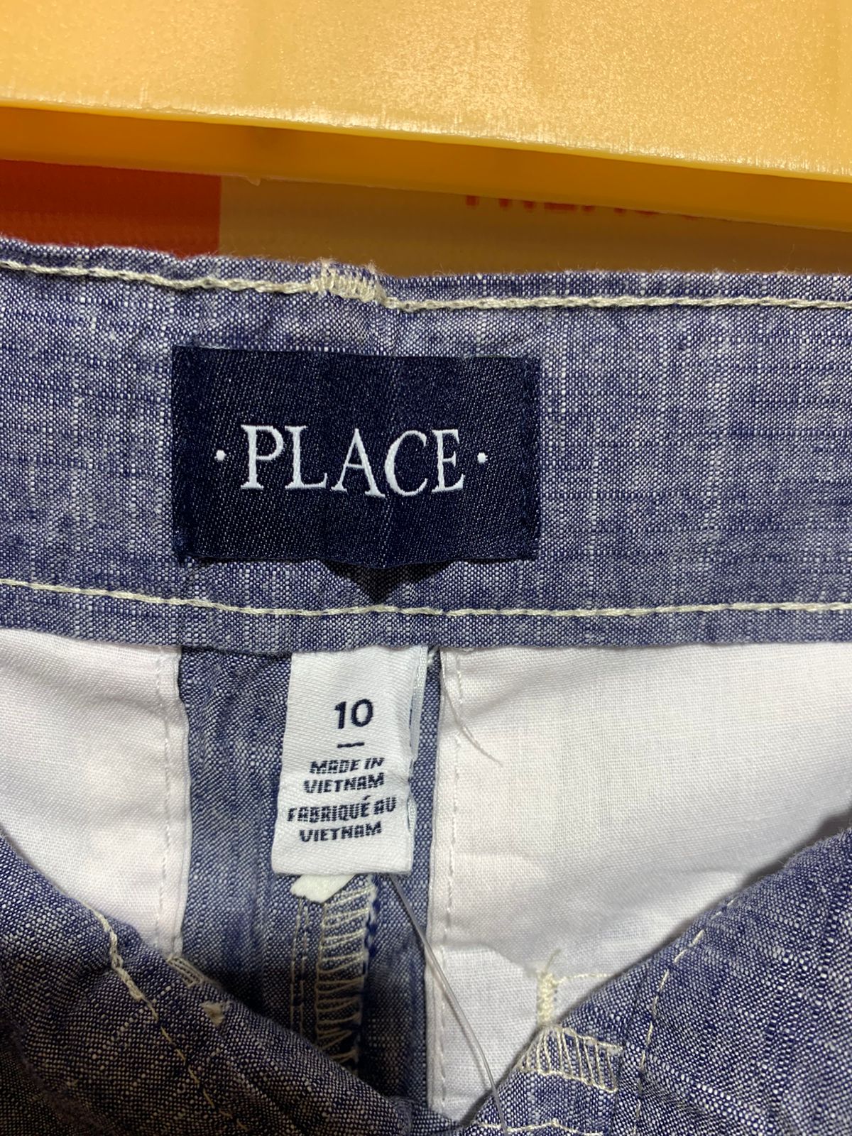 The Children's Place Boys Heather Blue Chambray Chino Shorts - Size Estimated Age 10 Years AB1