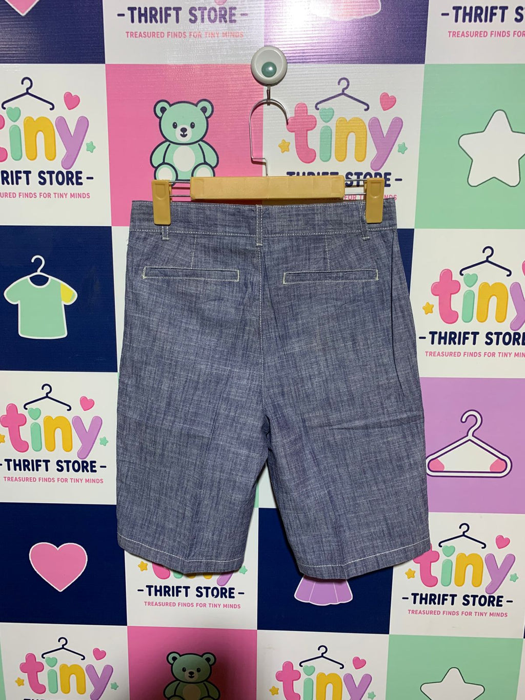 The Children's Place Boys Heather Blue Chambray Chino Shorts - Size Estimated Age 10 Years AB1