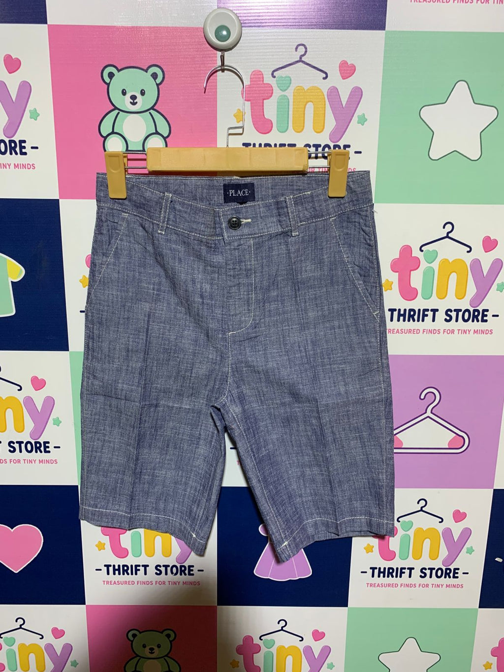 The Children's Place Boys Heather Blue Chambray Chino Shorts - Size Estimated Age 10 Years AB1