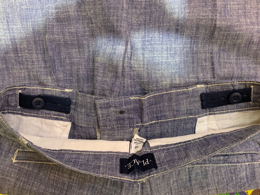 The Children's Place Boys Heather Blue Chambray Chino Shorts - Size Estimated Age 10 Years AB1