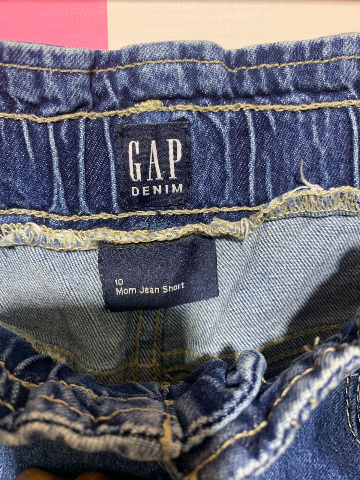 GAP Girls "Mom Jean" Dark Wash Denim Cuffed Shorts - Size Estimated Age 10 Years AB1