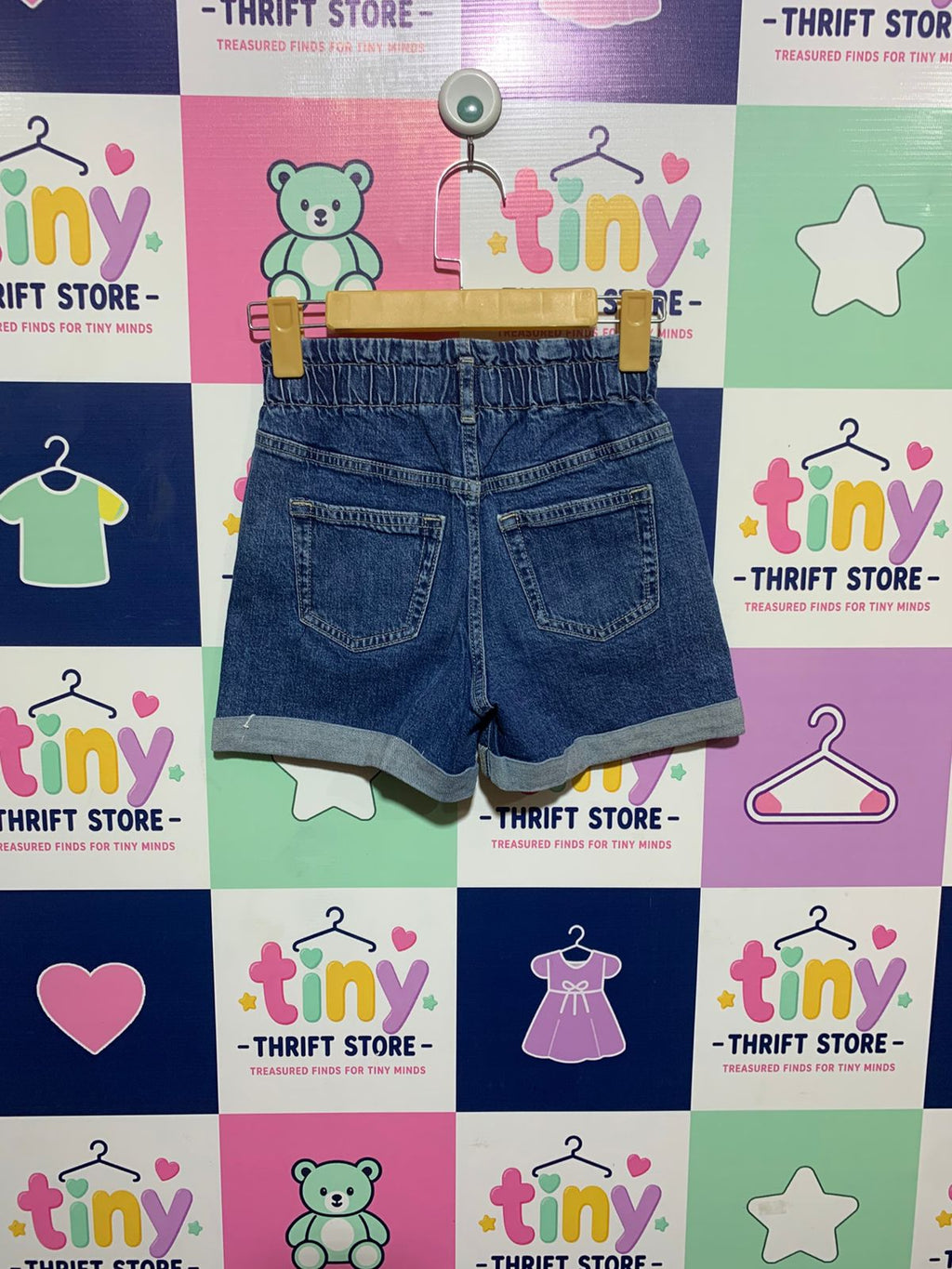 GAP Girls "Mom Jean" Dark Wash Denim Cuffed Shorts - Size Estimated Age 10 Years AB1