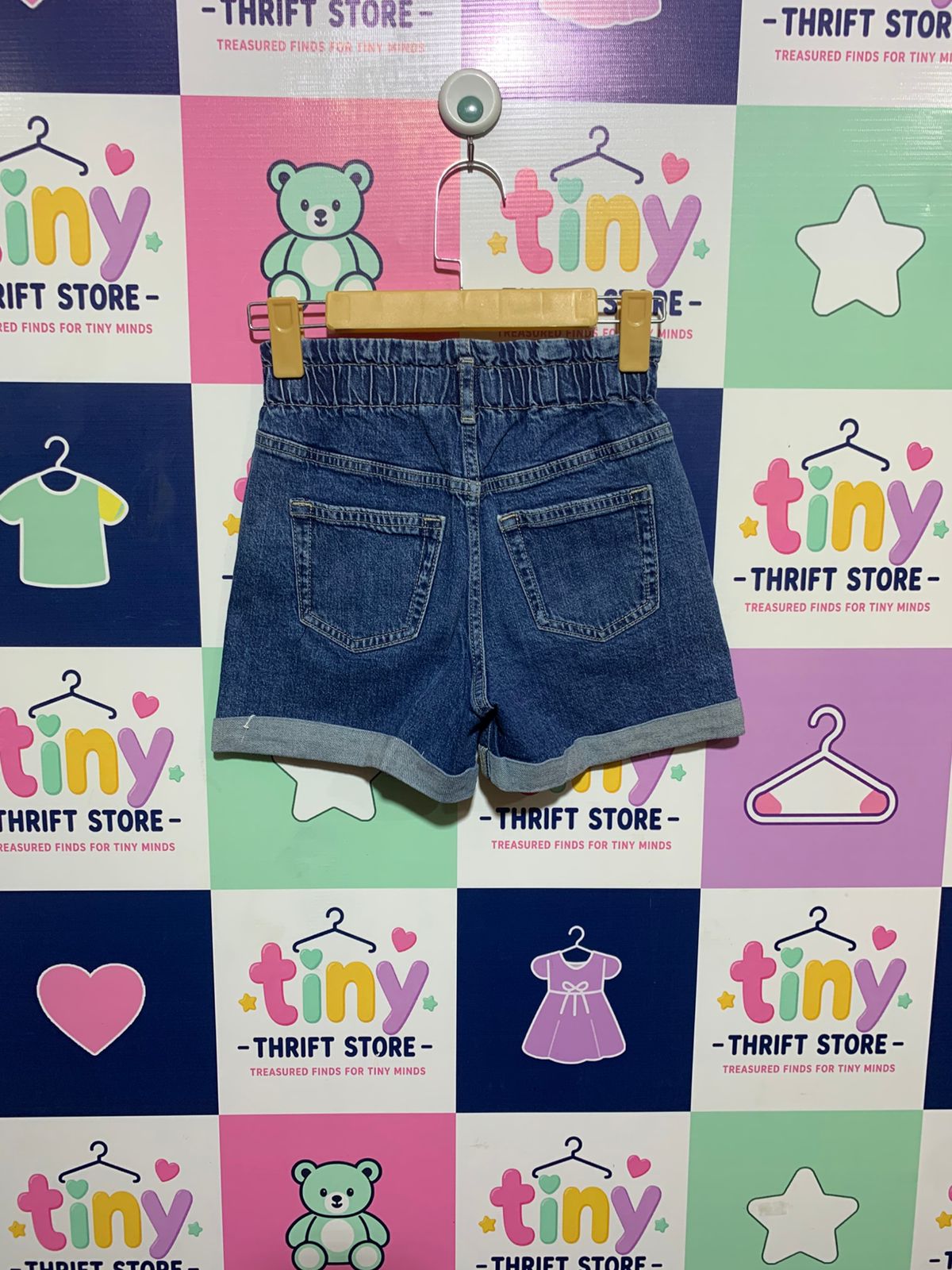 GAP Girls "Mom Jean" Dark Wash Denim Cuffed Shorts - Size Estimated Age 10 Years AB1