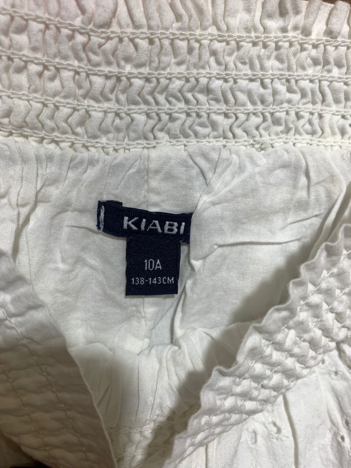 Kiabi Girls Crisp White Floral Eyelet "Broderie Anglaise" Skirt - Size Estimated Age 10 Years AB1