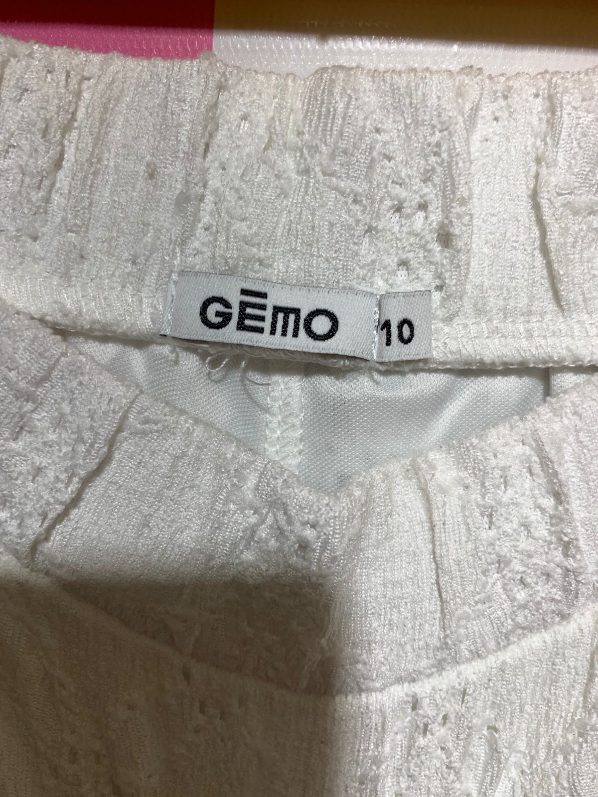 Gemo Girls Crisp White Textured Eyelet Tiered Skirt - Size Estimated Age 10 Years AB1