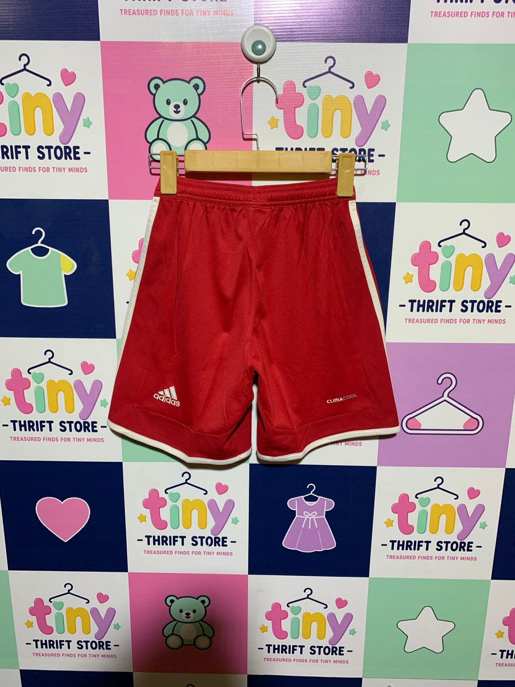 Adidas Boys Vibrant Red ClimaCool Athletic Shorts - Size Estimated Age 9-10Y AB1