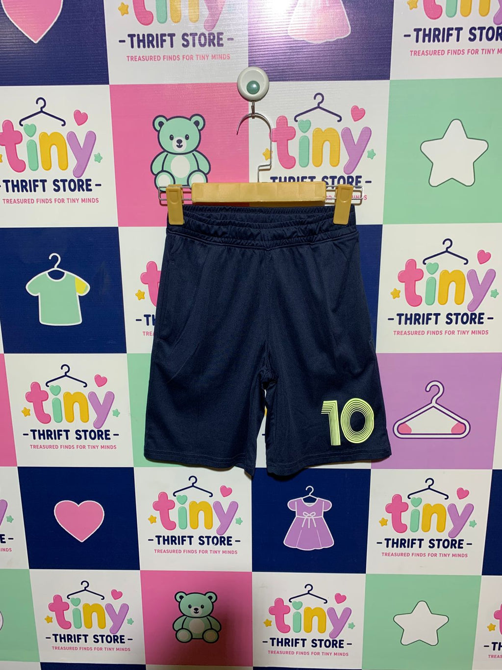 Vertbaudet Boys Navy Blue Active Sports Shorts with "10" Graphic - Size 10 Years AB1