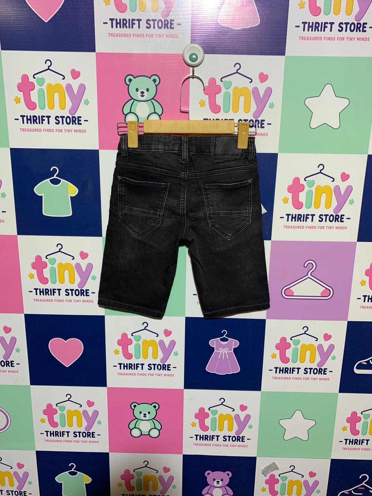 C&A Boys Washed Black "Jog Denim" Slim Fit Shorts - Size Estimated Age 9 Years AB1