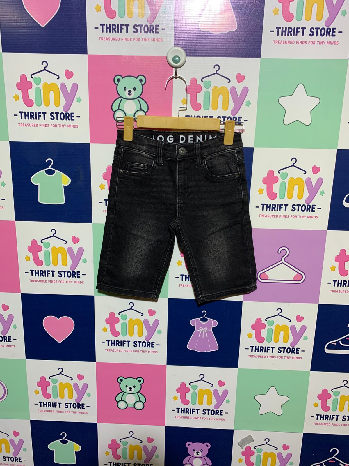 C&A Boys Washed Black "Jog Denim" Slim Fit Shorts - Size Estimated Age 9 Years AB1