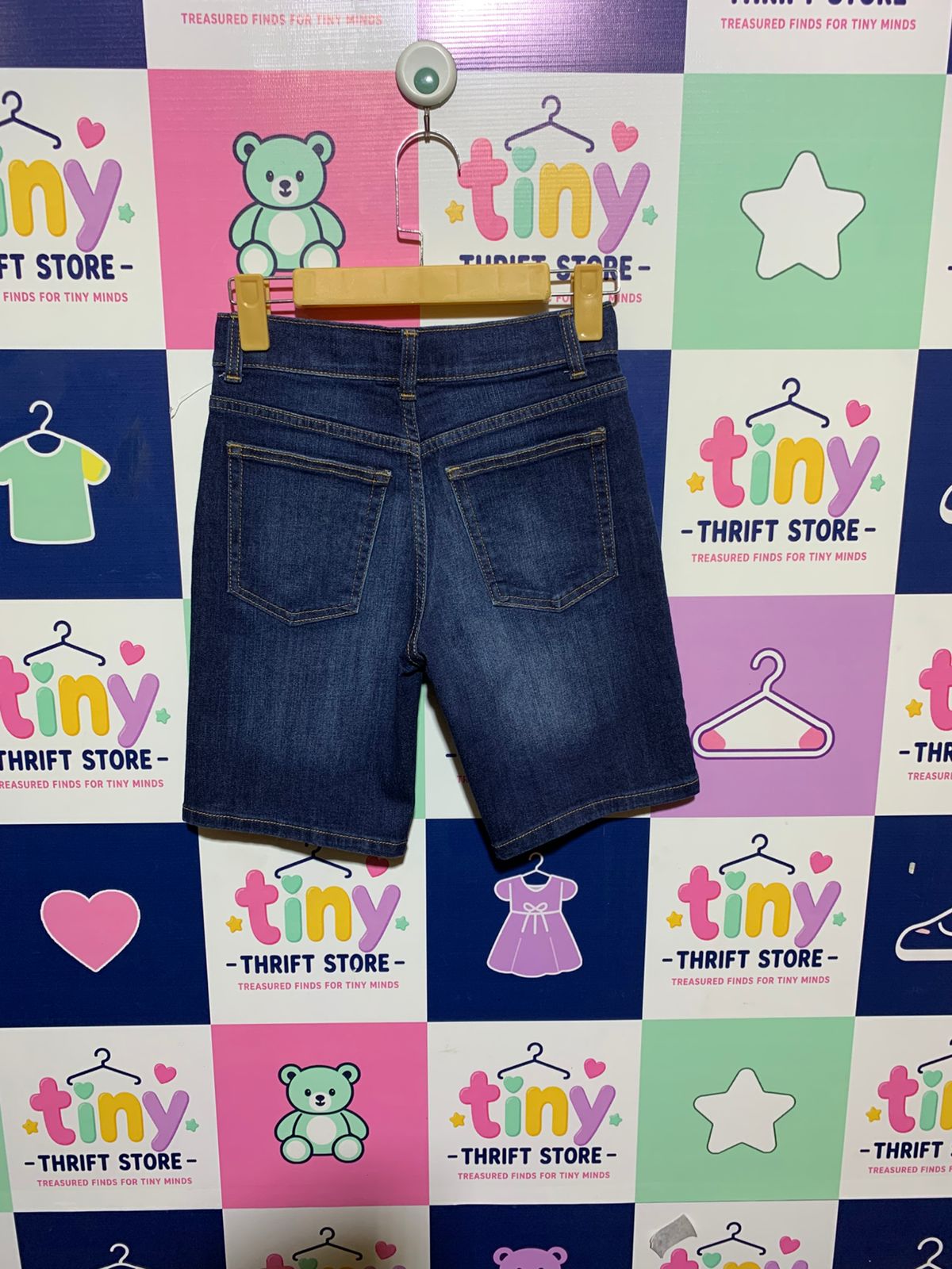 Wonder Nation Boys Dark Wash Straight Denim Shorts - Size Estimated Age 10 Years AB1