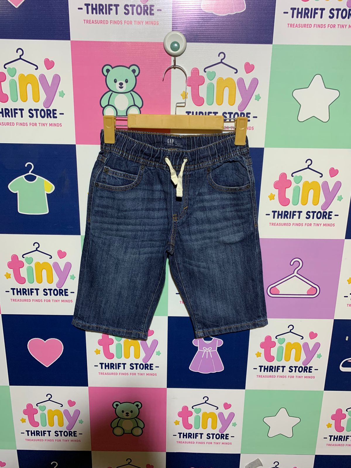 GAP Boys Mid-Wash "Gap For Good" Denim Pull-On Shorts - Size Estimated Age 8-9 Years AB1