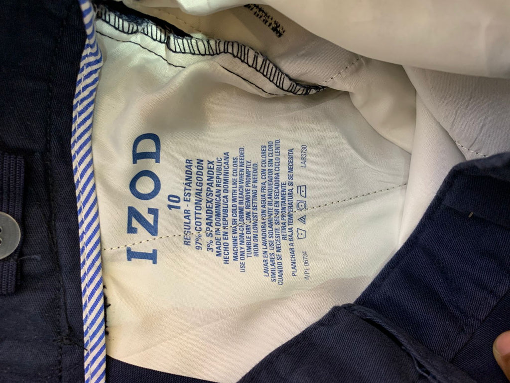 IZOD Boys Navy Blue Regular Fit Stretch Chino Pants - Size Estimated Age 10 Years AB1