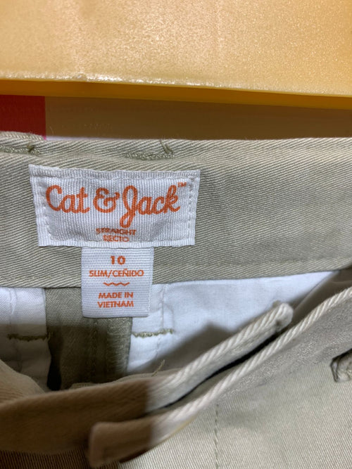 Cat & Jack Boys Khaki "Slim Straight" Chino Pants - Size Estimated Age 10 Years AB1