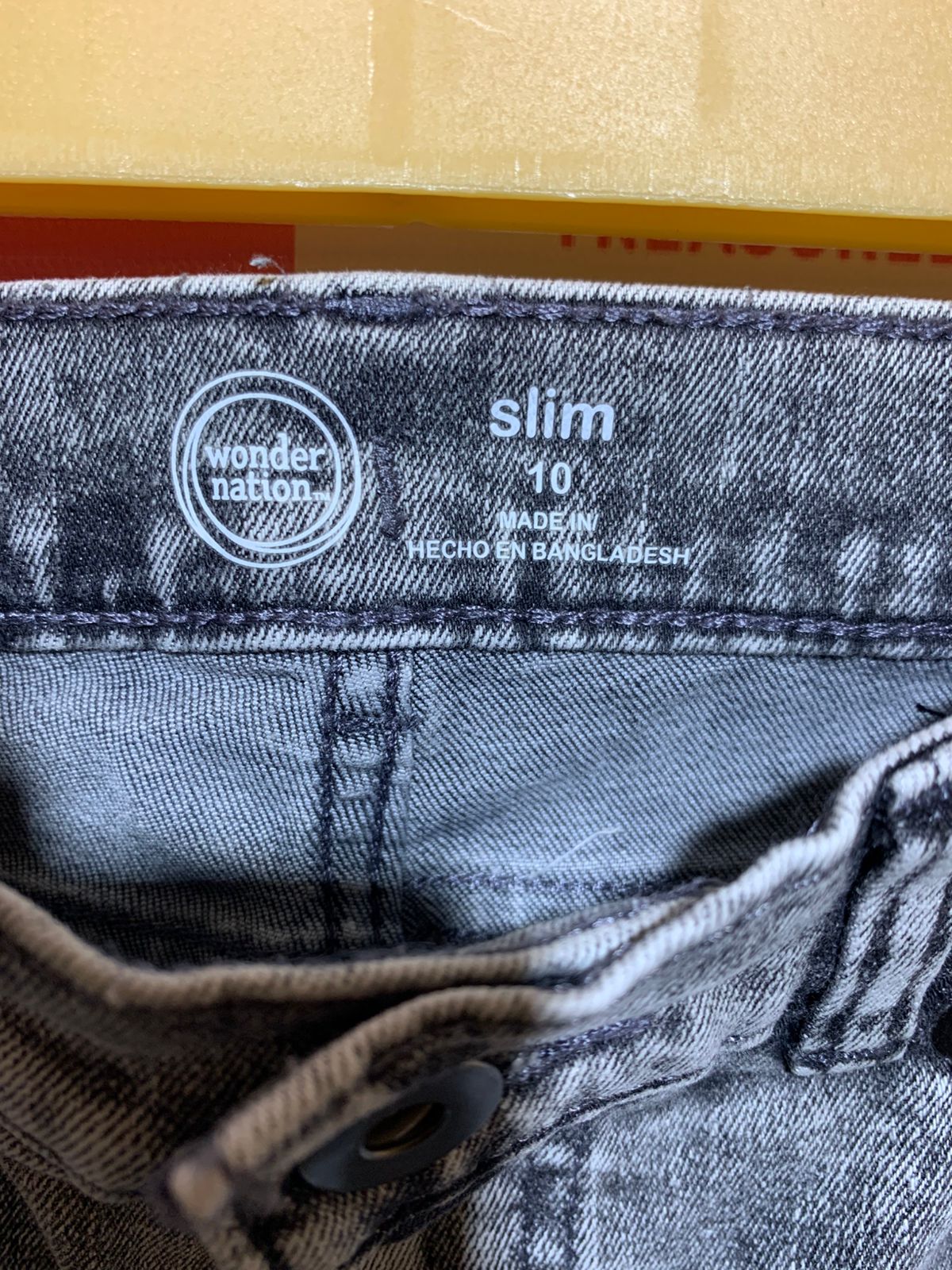 Wonder Nation Boys Grey Acid Wash "Slim" Distressed Denim Jeans - Size Estimated Age 10 Years AB1