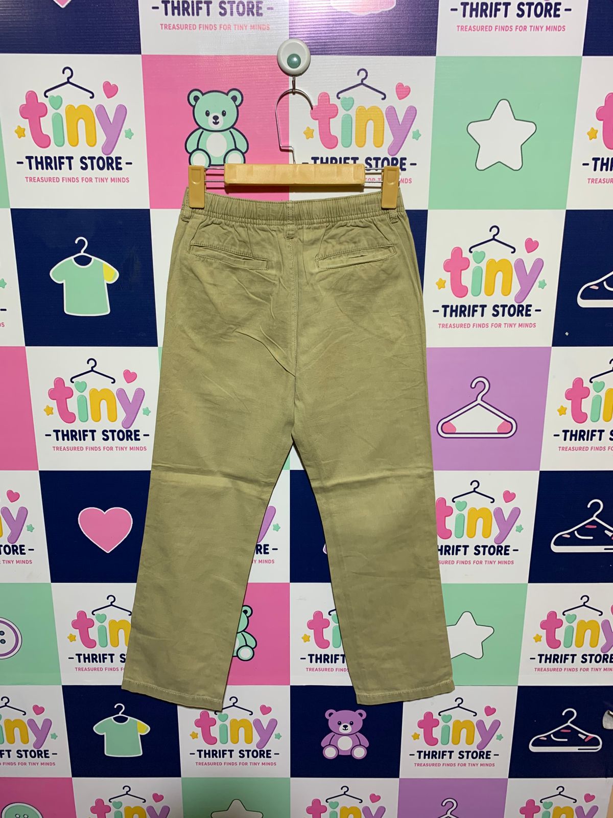 The Children's Place Boys Khaki Pull-On Straight Chino Pants - Size Estimated Age 10 Years AB1