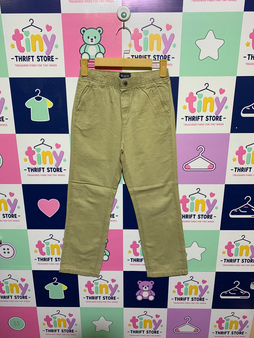 The Children's Place Boys Khaki Pull-On Straight Chino Pants - Size Estimated Age 10 Years AB1