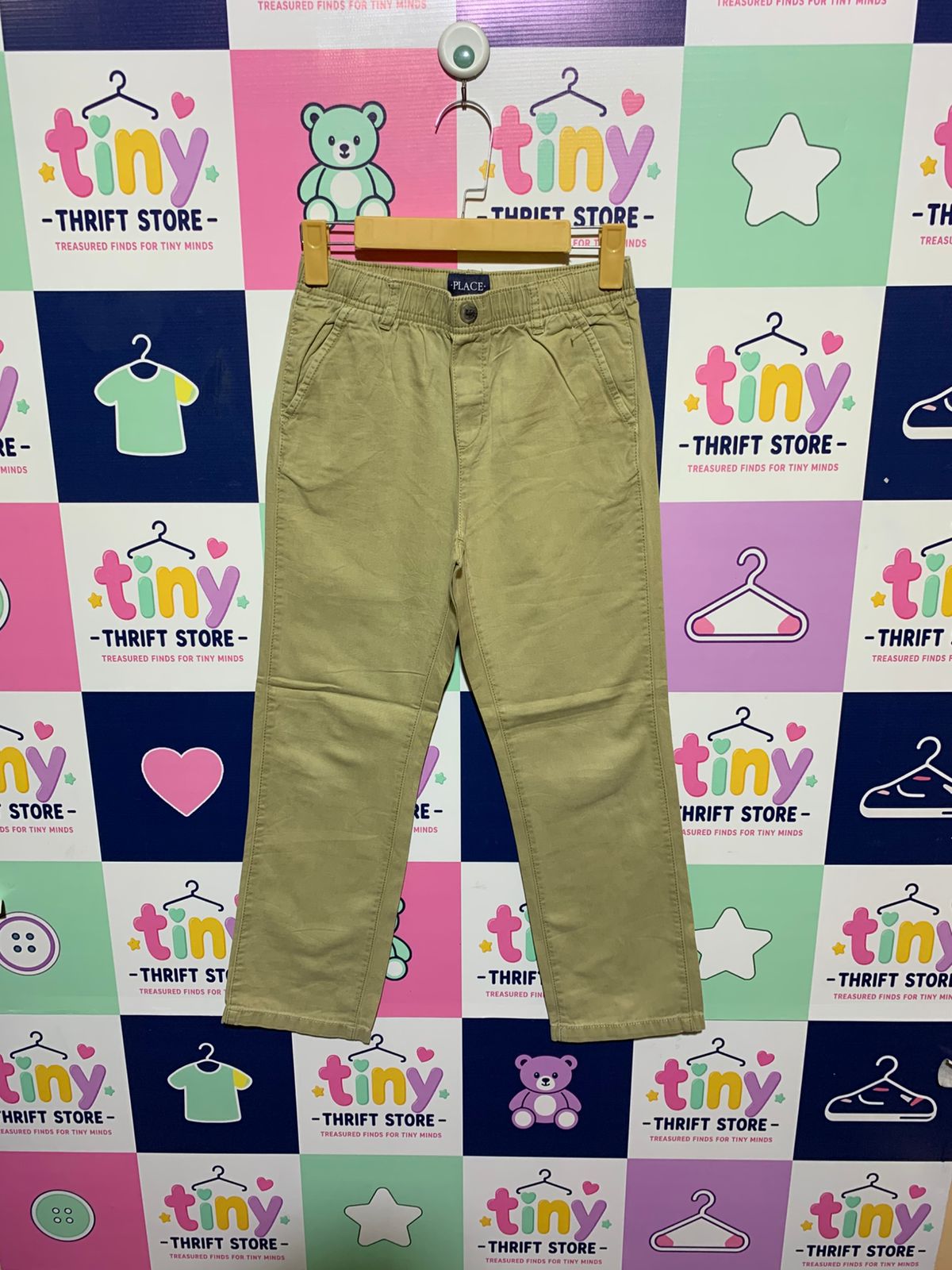 The Children's Place Boys Khaki Pull-On Straight Chino Pants - Size Estimated Age 10 Years AB1