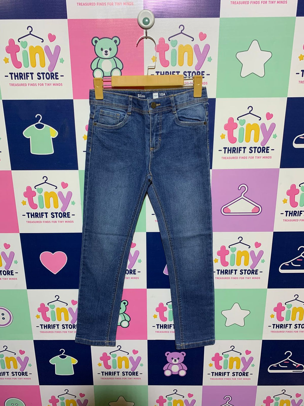 Tissaia Boys Mid-Wash "Slim" Fit Denim Jeans - Size Estimated Age 10 Years AB1