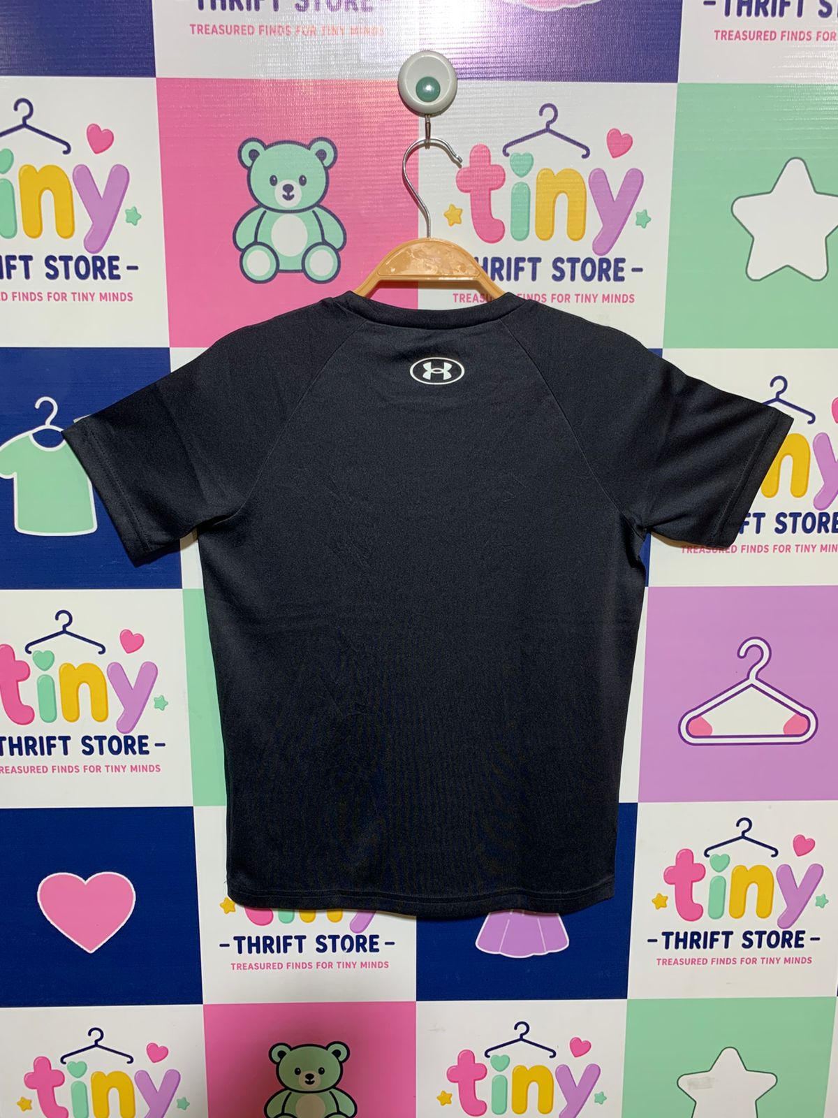 Under Armour Boys Black "HeatGear" Loose Fit Logo Tee - Size Estimated Age 10 Years AB1
