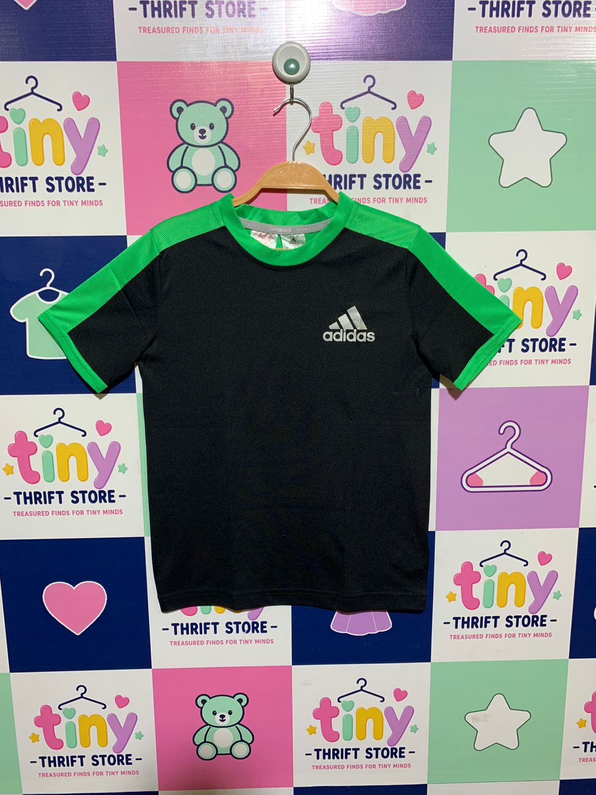 Adidas Boys Black & Vibrant Green "Climacool" Short Sleeve Active Tee - Size Estimated Age 9-10 Years AB1