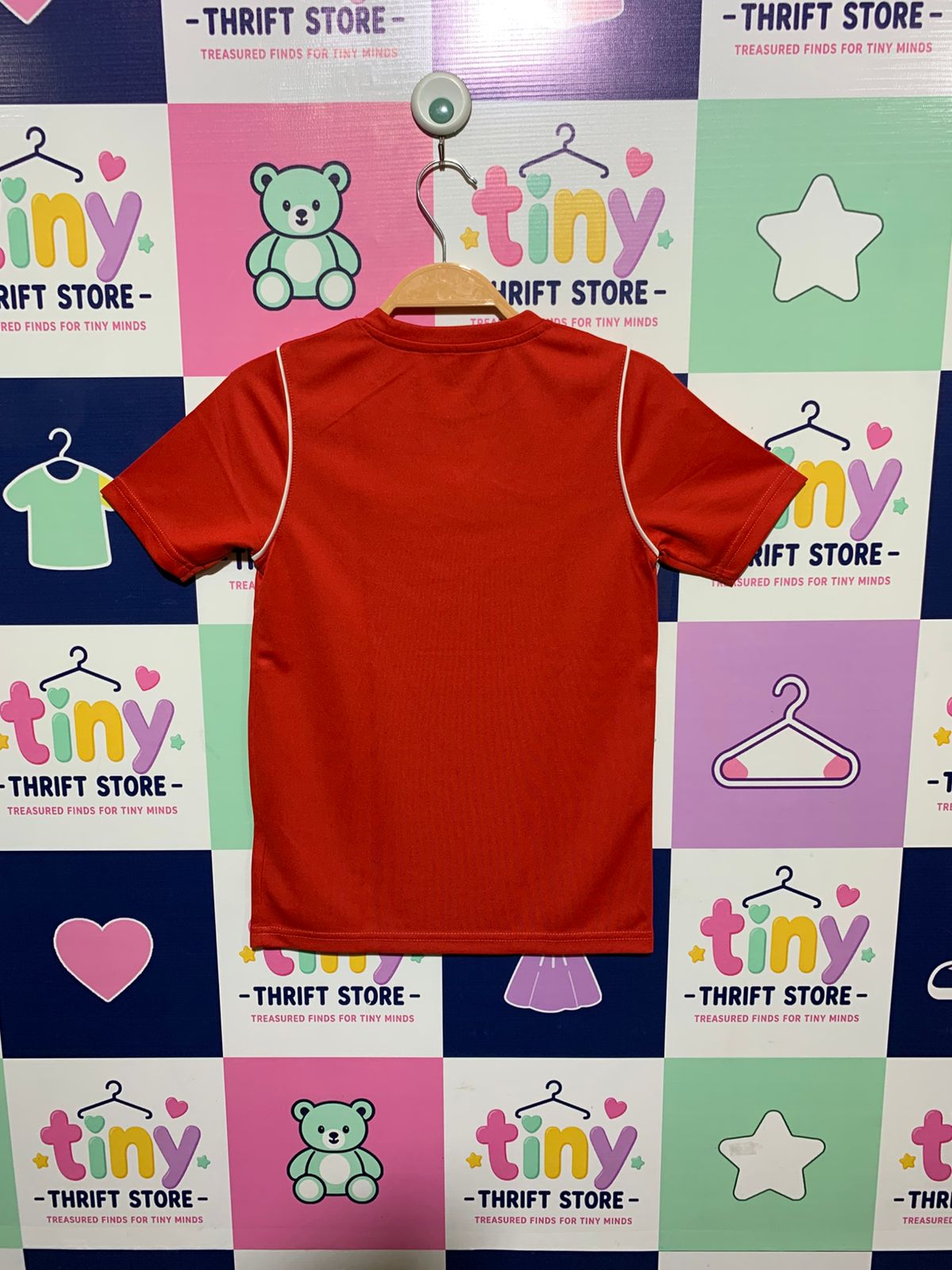 Nike Boys Vibrant Red "Dri-FIT" Short Sleeve Performance Jersey - Size Estimated Age 8-10 Years AB1