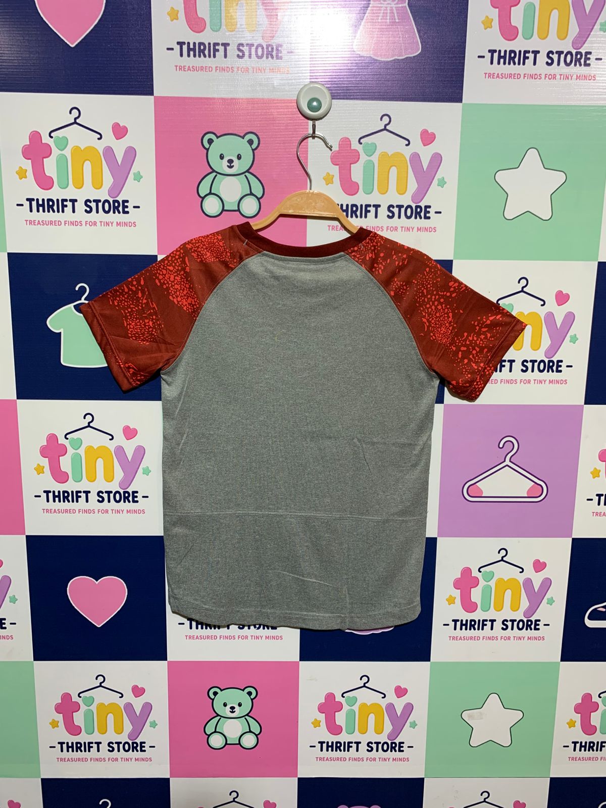 Nike SB Boys Heather Grey & Crimson "Dri-FIT" Skateboarding Tee - Size Estimated Age 10-12 Years AB1