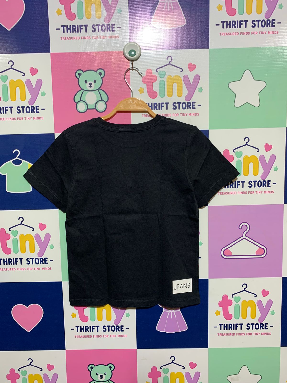 Calvin Klein Jeans Boys Solid Black Logo Graphic Short Sleeve Tee - Size Estimated Age 10 Years AB1