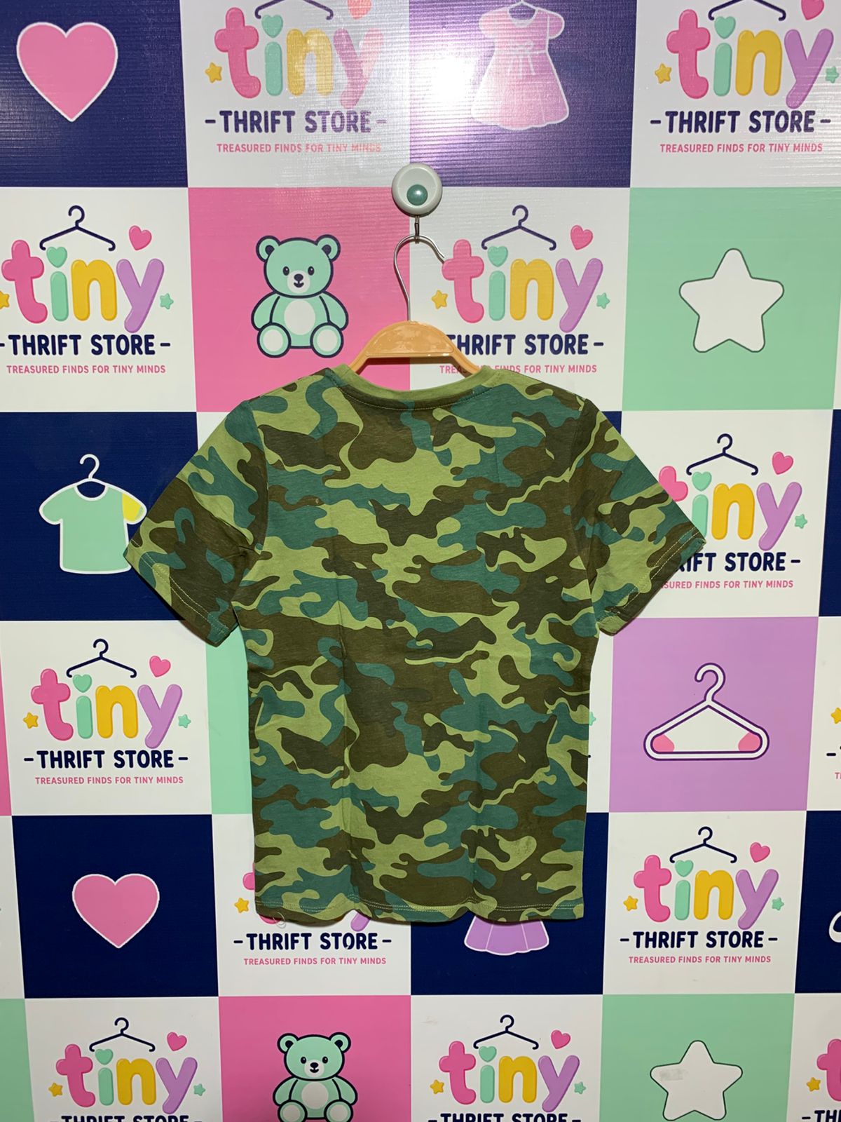 Pep & Co Boys Classic Green Camouflage Short Sleeve Tee - Size Estimated Age 9-10 Years AB1