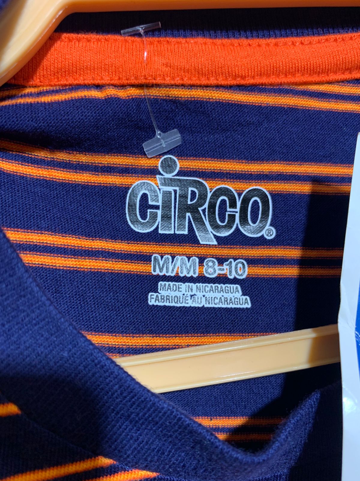 Circo Boys Navy & Orange Horizontal Striped Short Sleeve Tee - Size Estimated Age 8-10 Years AB1