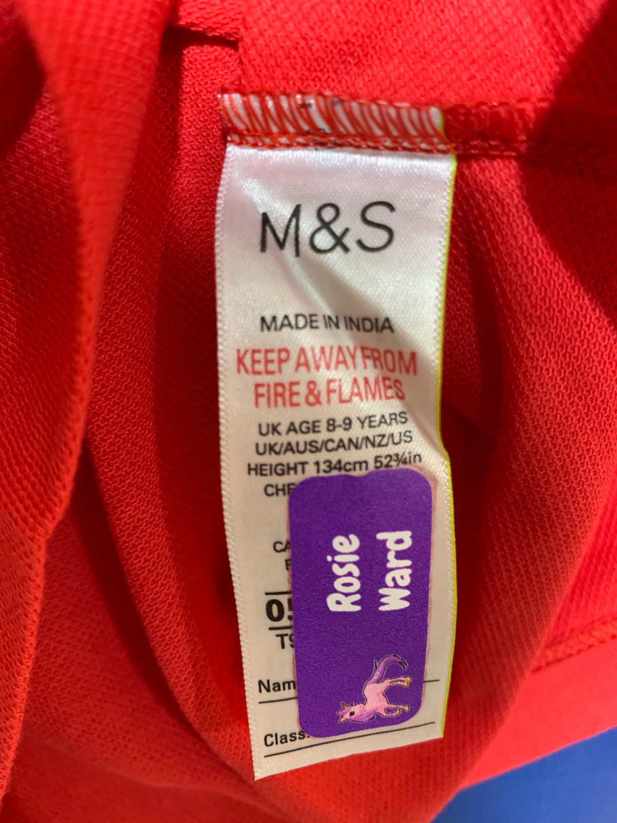 M&S Boys Vibrant Red "Cotton Essentials" Short Sleeve Pique Polo - Size Estimated Age 8-9 Years AB1