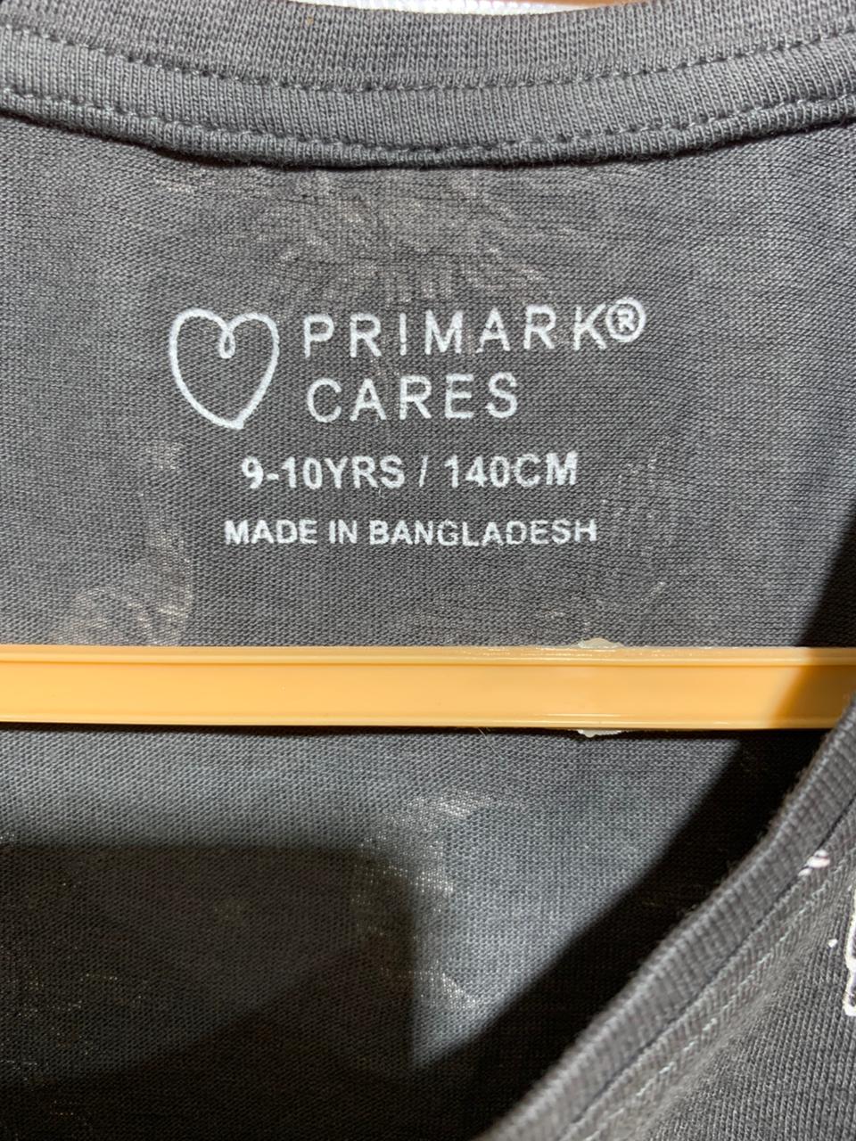 Primark Girls Charcoal Grey Celestial "Sun & Moon" Graphic Tee - Size Estimated Age 9-10 Years AB1
