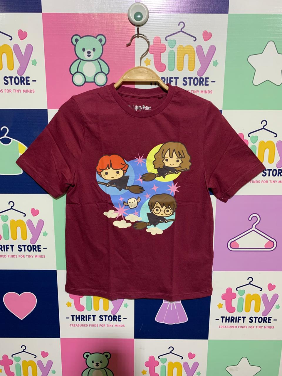 Harry Potter Wizarding World Kids Maroon "Chibi Trio" Graphic Tee - Size Estimated Age 9-10 Years AB1