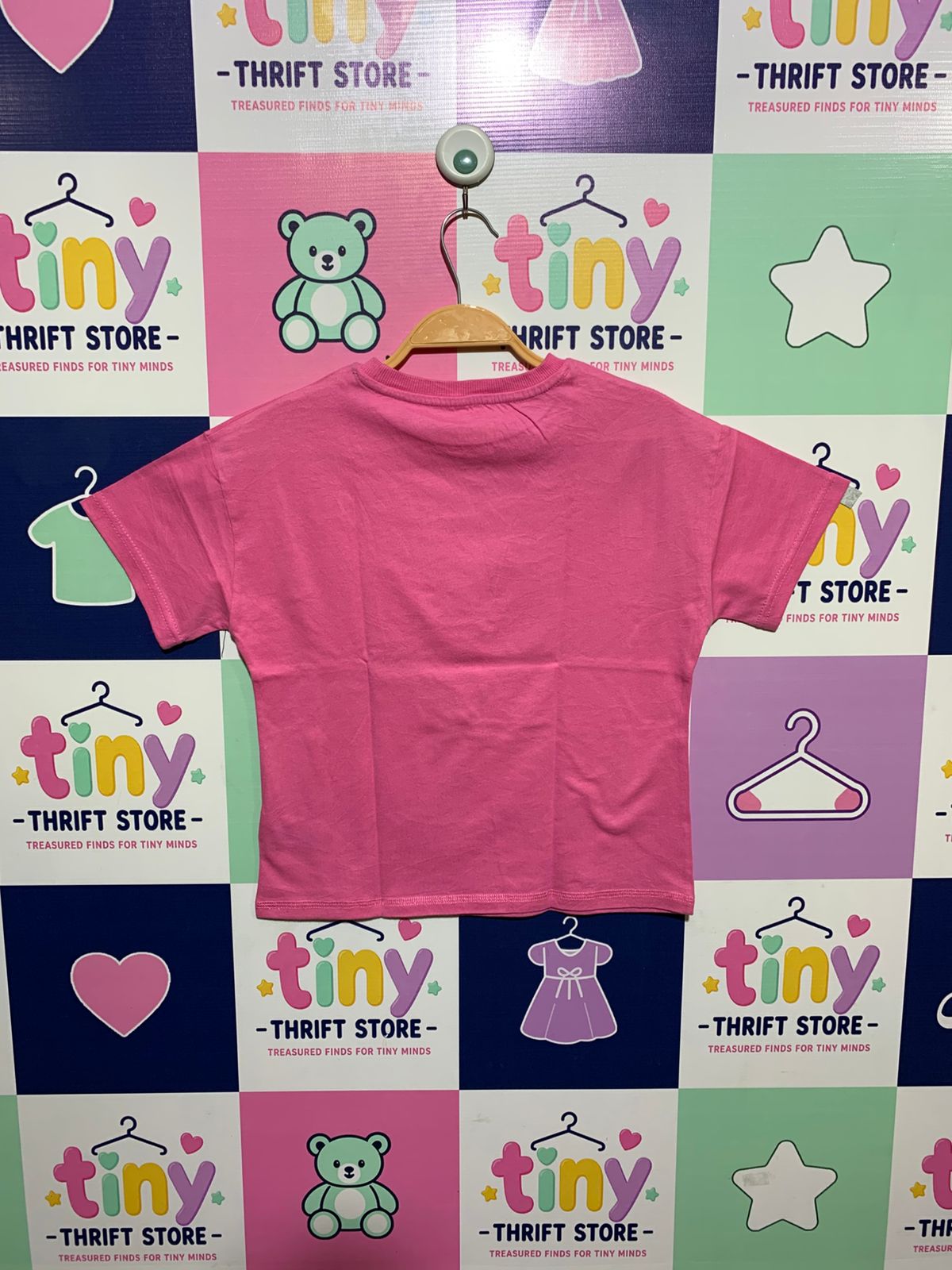 M&S Originals Girls Pink "Positive Thoughts" Heart Emoji Graphic Tee - Size Estimated Age 8-9 Years AB1
