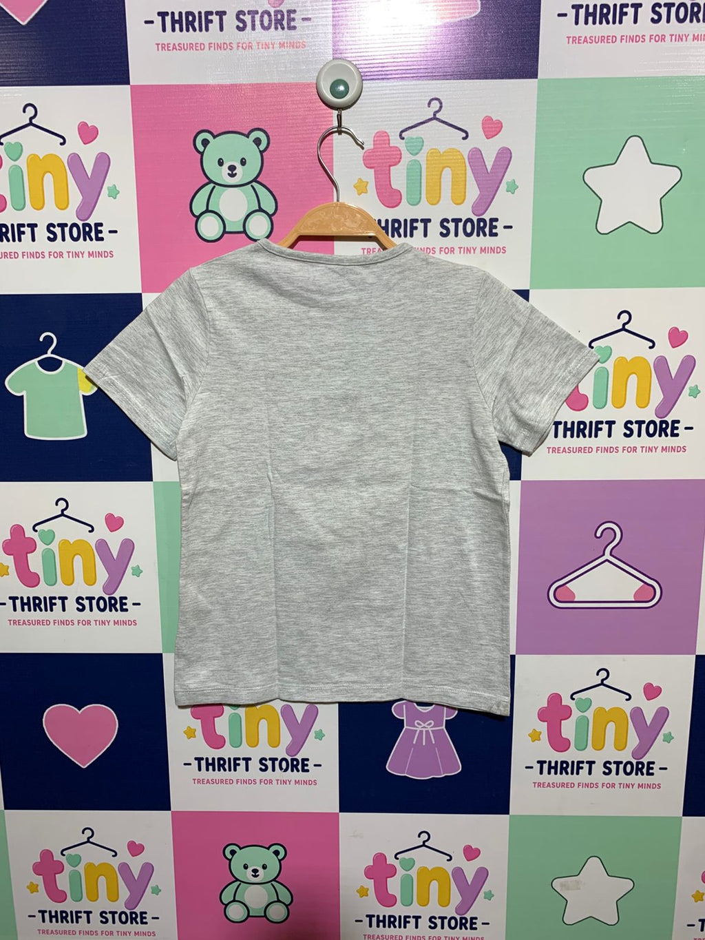 Primark Girls Heather Grey "Rainbow Power" Unicorn Graphic Tee - Size Estimated Age 8-9 Years AB1