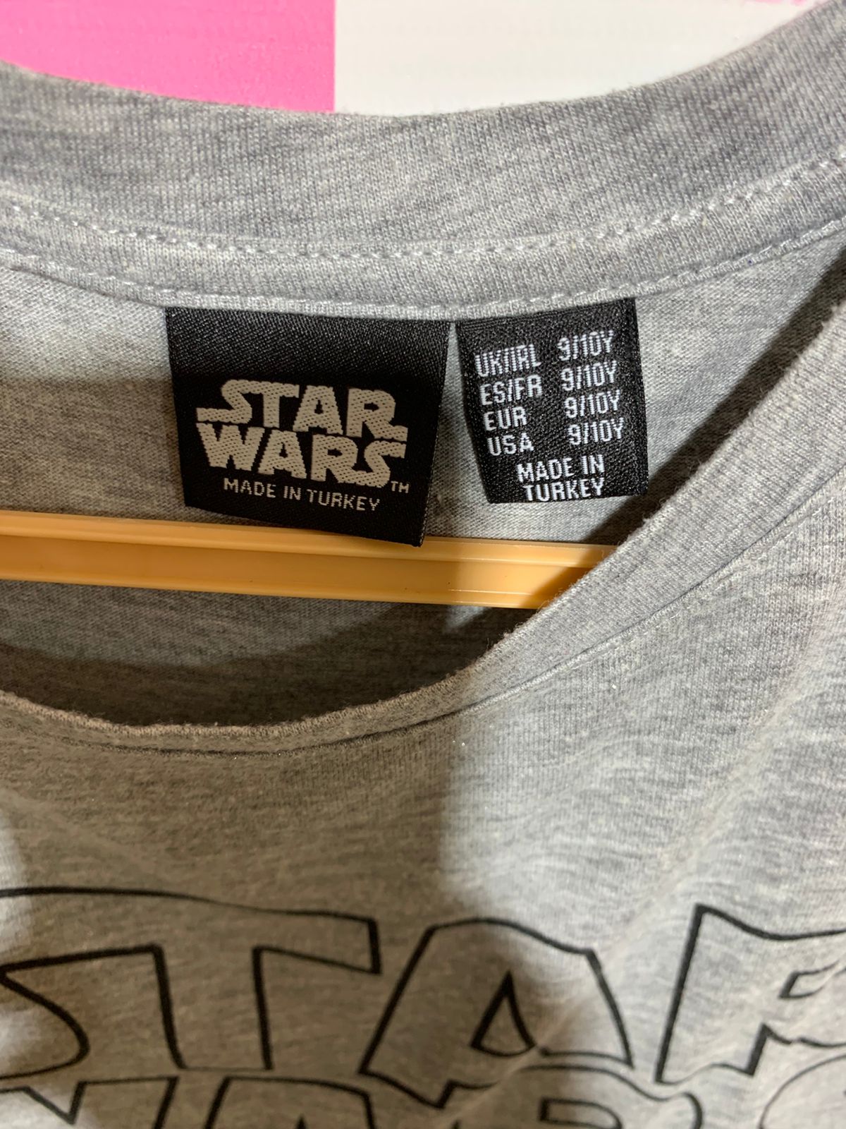 Star Wars Girls' Heather Grey Iconic Logo Short Sleeve Tee – Size Estimated Age 9-10Y AB1