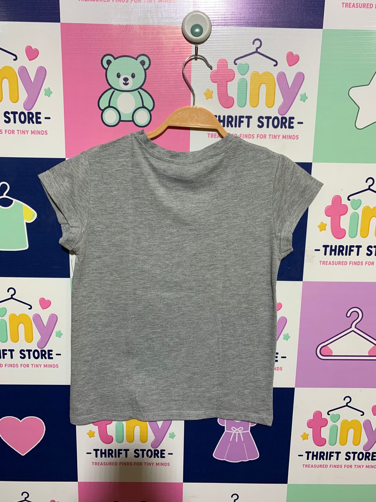 Star Wars Girls' Heather Grey Iconic Logo Short Sleeve Tee – Size Estimated Age 9-10Y AB1