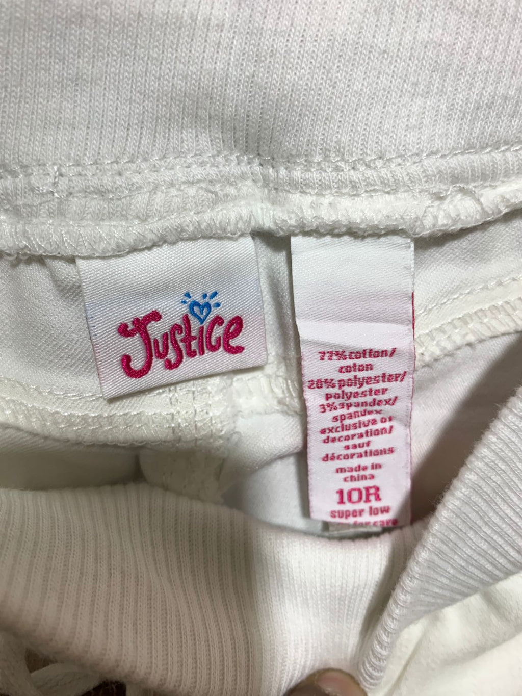 Justice Girls Crisp White Pull-On Denim Shorts with Cuffed Hem - Size Estimated Age 10 Years AB1
