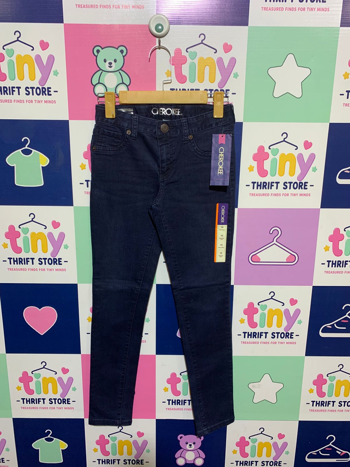 Cherokee Girls "Super Skinny" Dark Indigo Denim Jeans - Size Estimated Age 10 Years AB1