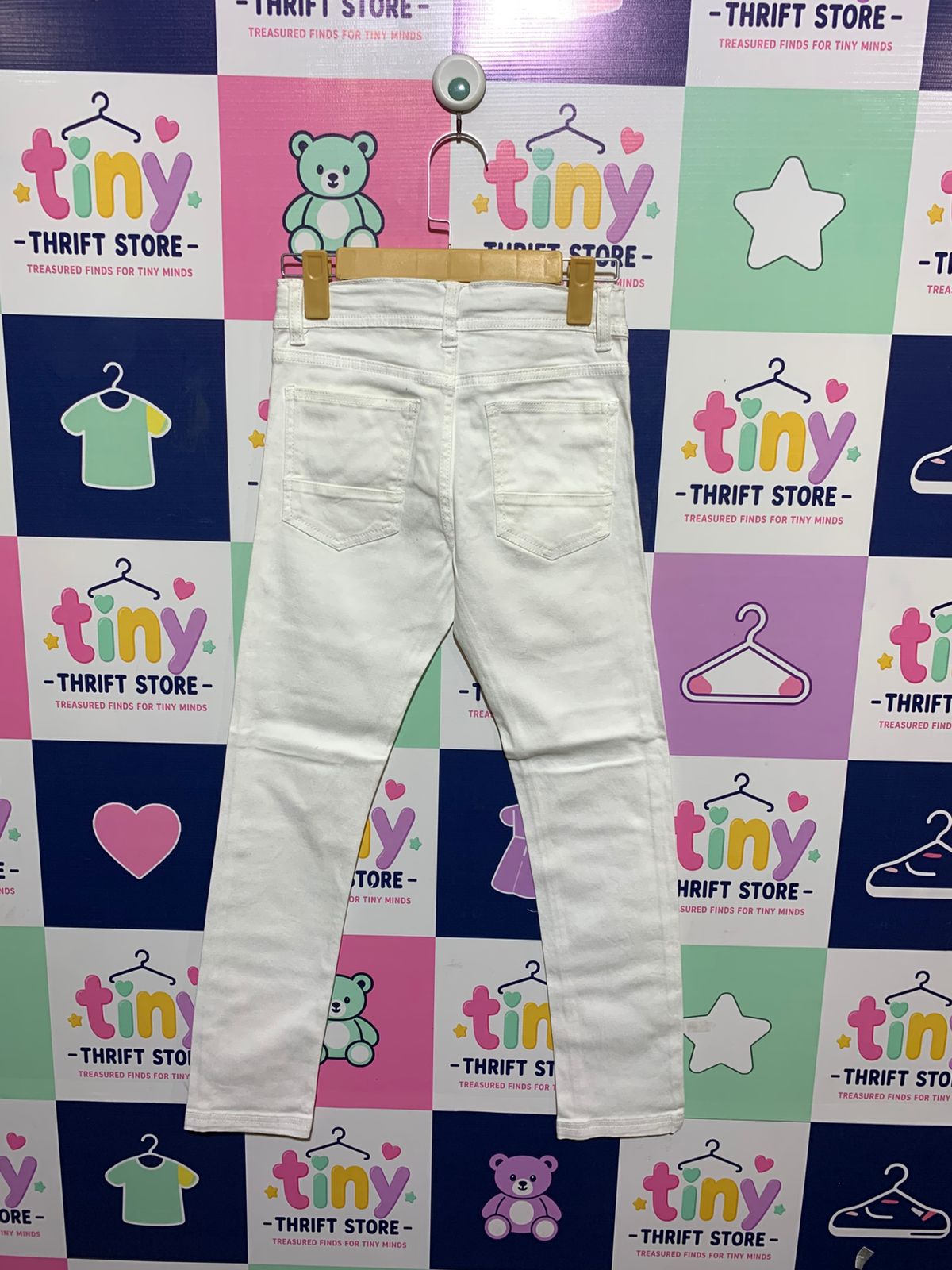 Kiabi Girls Crisp White "Skinny Fit" Denim Jeans - Size Estimated Age 10 Years AB1