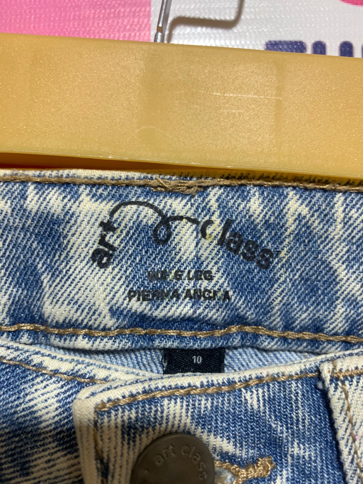 Art Class Girls Wide-Leg Light Wash Distressed Denim Jeans - Size Estimated Age 10 Years AB1