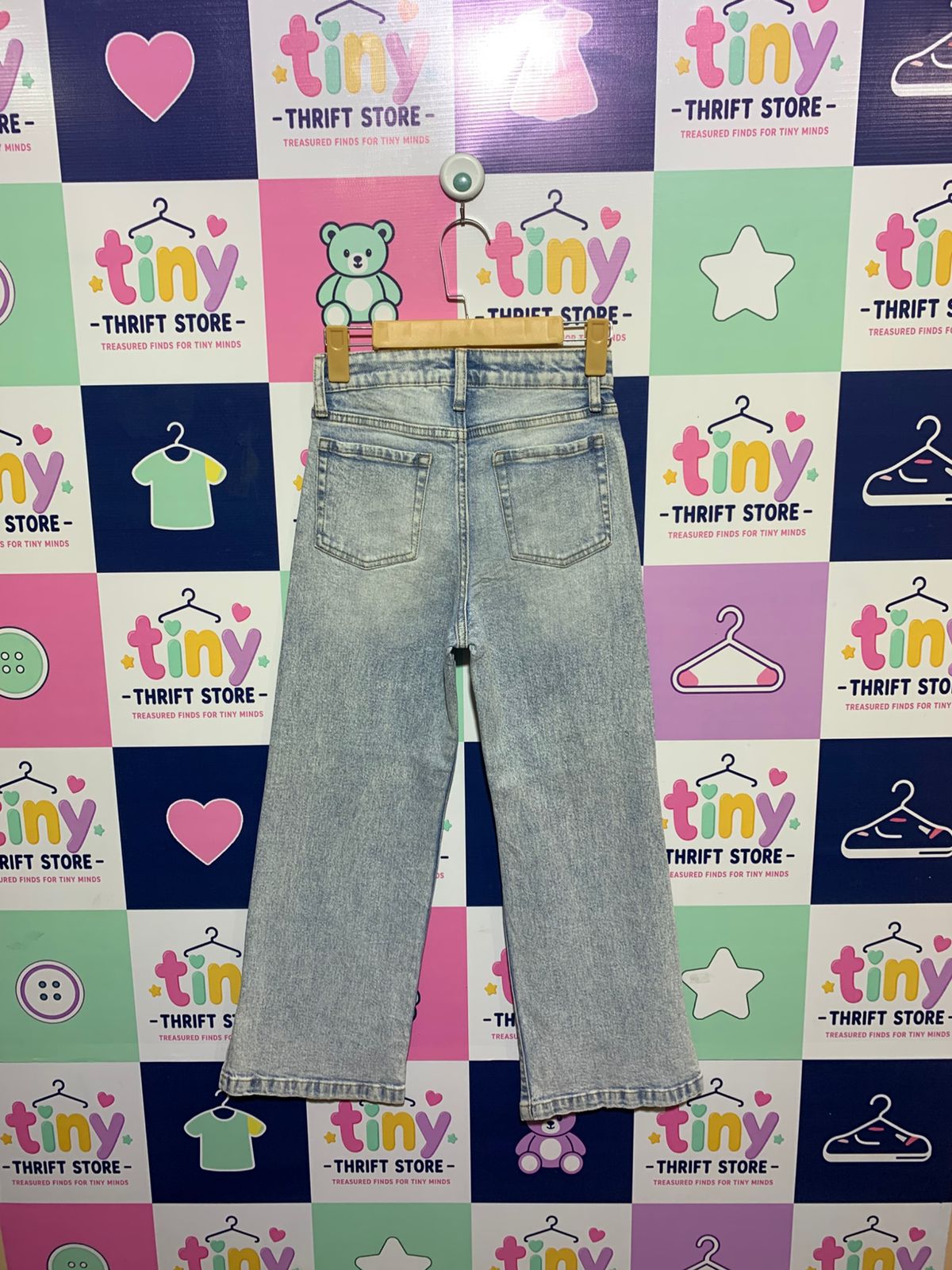 Art Class Girls Wide-Leg Light Wash Distressed Denim Jeans - Size Estimated Age 10 Years AB1