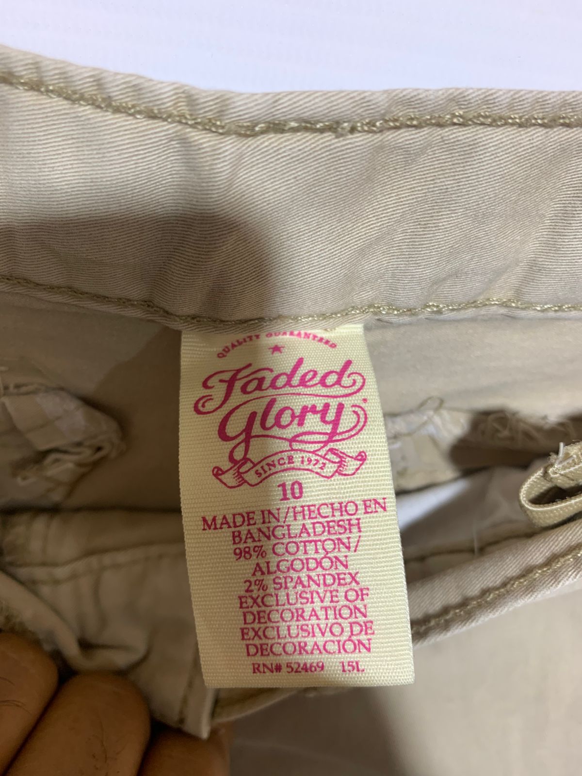 Faded Glory Girls Classic Khaki Straight Leg Chinos - Size Estimated Age 10 Years AB1