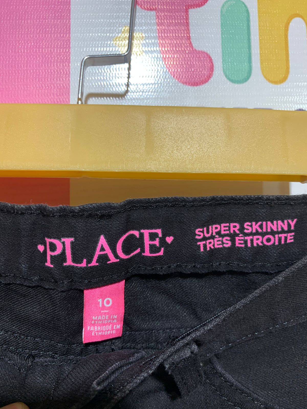 The Children's Place Girls "Super Skinny" Solid Black Denim Jeans - Size Estimated Age 10 Years AB1