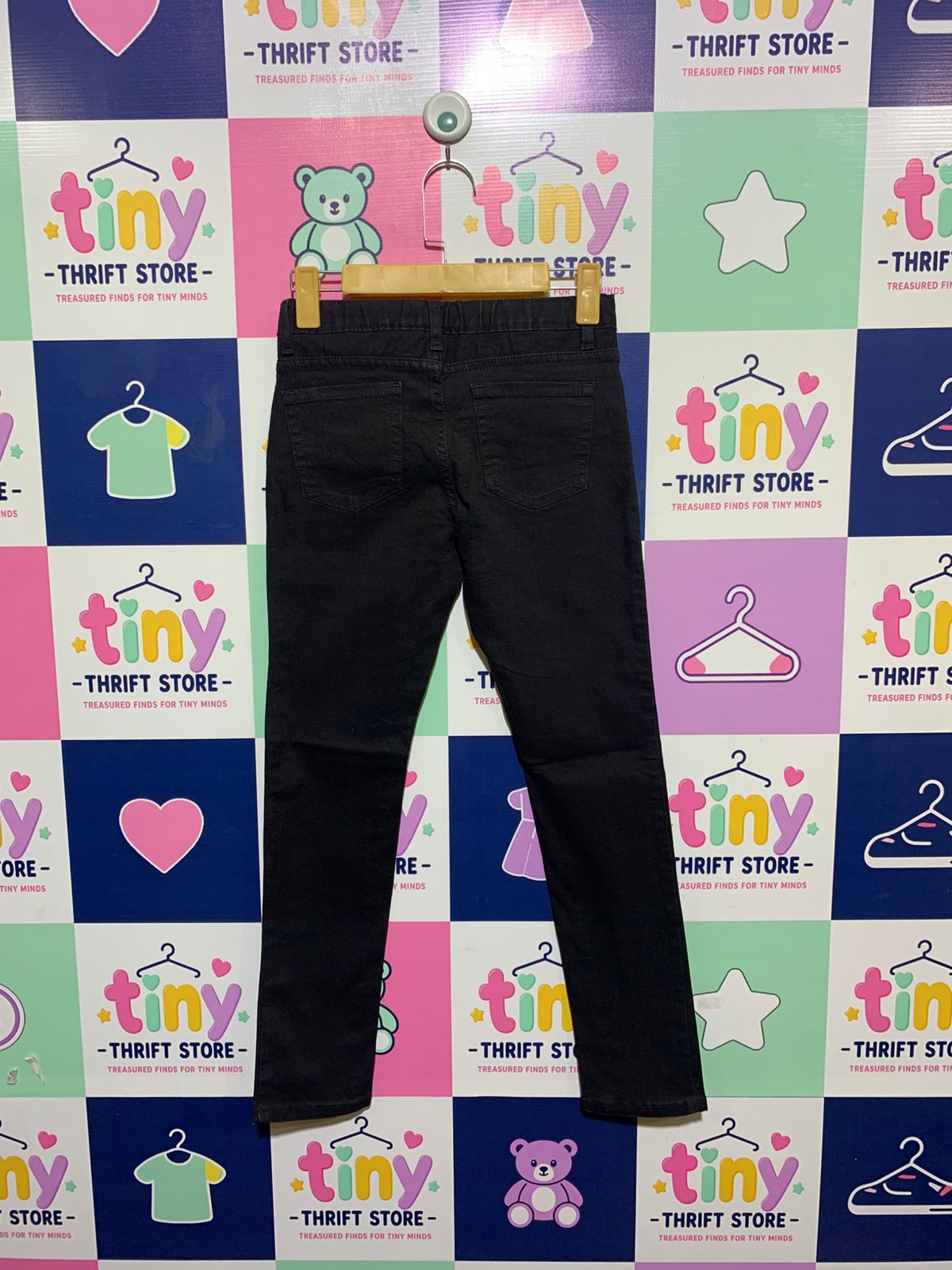 The Children's Place Girls "Super Skinny" Solid Black Denim Jeans - Size Estimated Age 10 Years AB1